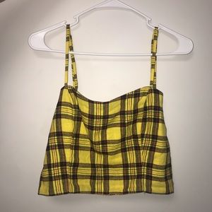 Yellow plaid crop top